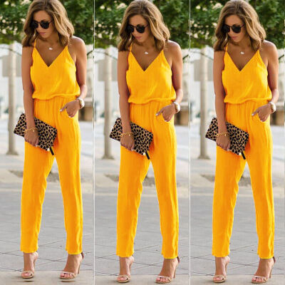 

Stylish Womens spaghetti strap Bodycon Romper Jumpsuit Club Bodysuit Long Pants