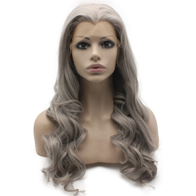 

Iwona Synthetic Hair Lace Front Long Wavy Gray Wig