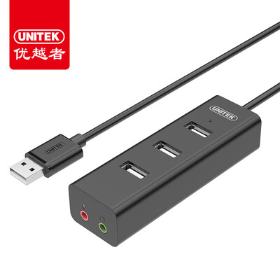 

UNITEK usb20 splitter usb external sound card high-speed hub a drag three interface headset converter two-in-one computer free drive Y-2199BK