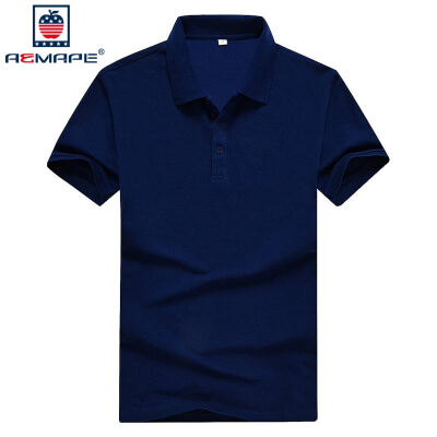 

AEMAPE / American · Apple short-sleeved T-shirt male solid color leisure couple models fashion Slim POLO shirt 17080AP8008 dark blue (male