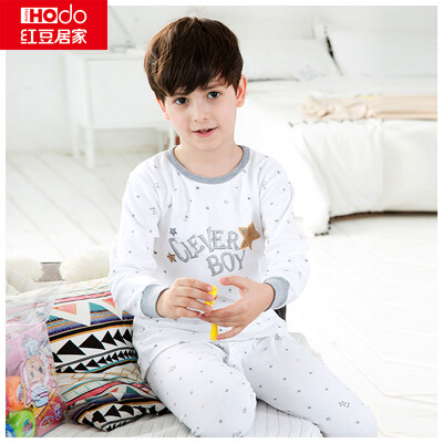 

Hodohome children&39s underwear suits boys&girls all printed cotton pajamas autumn clothes pants suit white two 14075