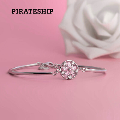 

Pirate ship pirateship 925 silver bracelet romantic pink cherry fashion bracelet Korean simple temperament sweet fresh adjustable silver bracelet to send girlfriend pink cherry bracelet B