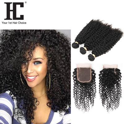 

Grade 8A Malaysian Virgin Hair With Closure Kinky Curly Hair 3bundles With Closure Malaysian Virgin human Hair With Closure