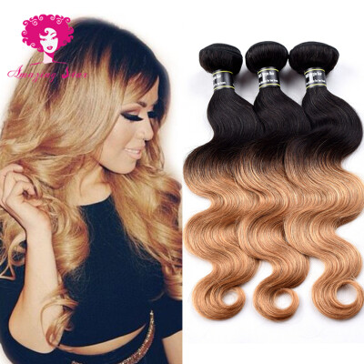 

Mink Brazilian Ombre Hair 7A Body Wave 3 Bundles Virgin Hair Unprocessed Virgin Human Hair Weave T1B/27