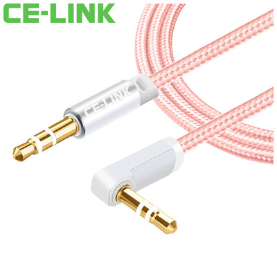 

CE-LINK 2465 Car AUX кабельный локоть 3 м 3,5 мм стерео аудио кабель для мобильного телефона плоский усилитель MP3 DVD розовое золото