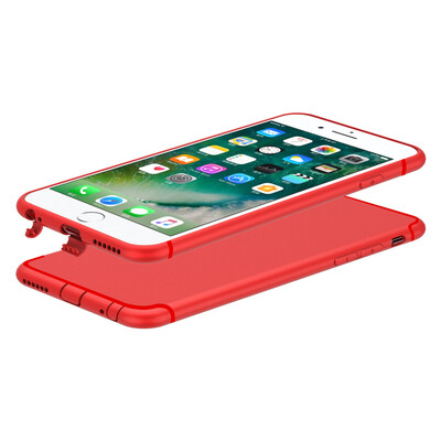 

[Shell из четырех комплектов снарядов] ESCASE Apple iPhone6 ​​/ 6s Plus корпус мобильного телефона черный / красный + высокий мягкий силиконовый корпус Apple 6S полноэкранный черный закаленный фильм