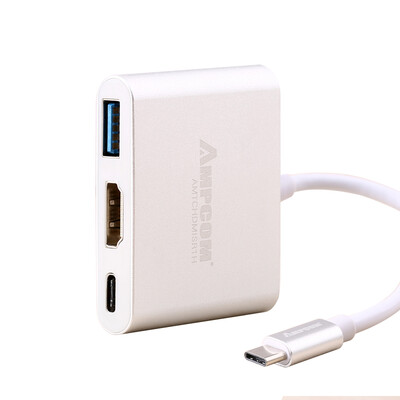 

AMPCOM AMPCOM Type-C to HDMI USB-C 30 charge HUB HD converter Macbook millet Air notebook projector adapter aluminum alloy silver