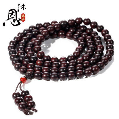 

Mu En lobular red sandalwood hand string old material Buddha beads 108 * 8mm SC11470