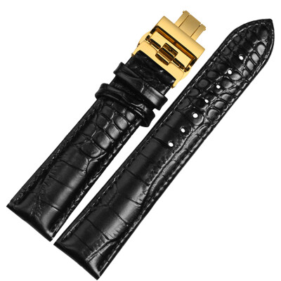 

NP01 18mm Watchband Women And Men With gold Butterfly Buckle Calfskin Watchstrap black/brown/dark brown