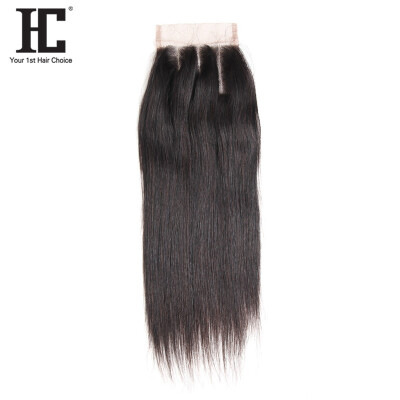 

HC Hair Company 8-18inch 4x4 Три части кружевного закрытия Brazillian Прямые человеческие волосы Естественная плотность цвета 130% Remy Hair Can Dy