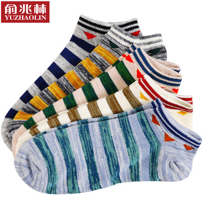 

Yu Zhaolin 5 pairs Y362B1 socks mens summer mens cotton socks fashion striped socks boat socks mens socks