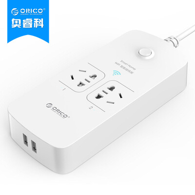 

ORICO WPC-2A2U Smart WIFI Wireless Sockets Remote Remote Drain Insert Insert Punch Flat Panel Universal Smart USB Charger Plug Board White
