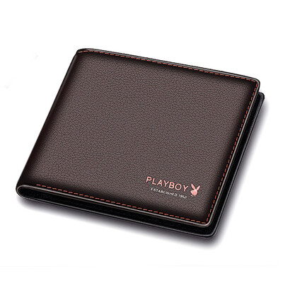 

Playboy playboy men&39s wallet short section first layer of leather crossed card kits multi-function multi-card bit leisure wallet PAA5983-6C brown