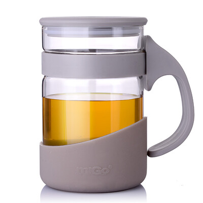 

【Jingdong Supermarket】 MIGO office heat-resistant glass water cup 0.45L with covered filter cup