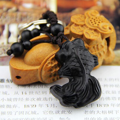 

Black Buddha Sutra Wood Carving Sutra Keychain Keyring Amulet Wood Column Keychain