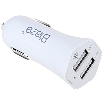 

BIAZE MC6 Dual USB / 2.4A Output Car Charger Flat / Mobile Universal Car Charger Gold