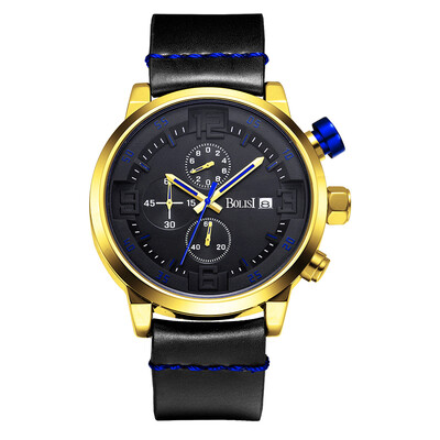 

BOLISI 8207 Chronograp Quartz Date Wrist Watch For Men Of Leather Watchband