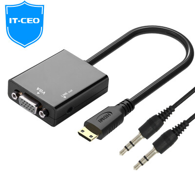 

IT-CEO V08MHV-3 Mini HDMI to VGA кабель / конвертер Планшетный ПК Mini HD порт для VGA со звуковым черным