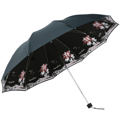 

Paradise umbrella to increase the satin vinyl (UPF50 +) Yushu wind tripartite sunny umbrella 31012E green gray