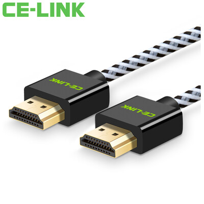 

CE-LINK Кабель HDMI версия 2.0 тонкая линия 1,5 метра кабельный компьютер высокой четкости HDTV монитор проектор поддержка линии 4K * 2K хлопок сетчатый сплав черный 2528