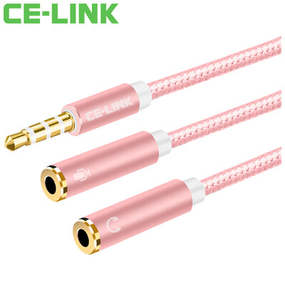 

CE-LINK 2436 one minute headphone microphone audio cable DC35 with wheat 02 meters headphone extension cord computer headset microphone adapter cable rose gold