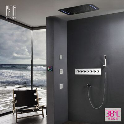 

HIDEEP Seven function luxury high quality LED wall-mounted shower set with body jet