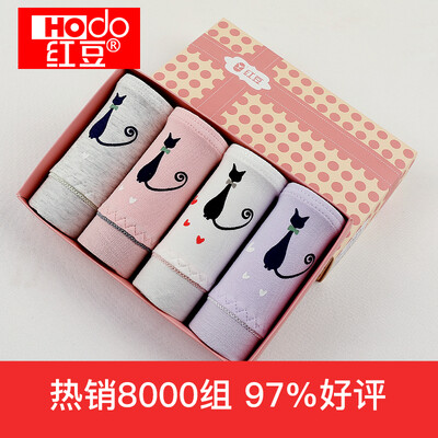 

Jingdong supermarket red beans hongdou underwear ladies underwear 4 hit the color side of the package soft cotton cartoon printing briefs spring spring language story 17595