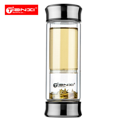 

Jingdong Supermarket] Tianyi (TI-31) cup double glass thick transparent cup creative one glass tea leakage portable heat-resistant tea separation bubble cup
