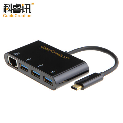 

CABLE CREATION Тип-C к RJ45 Гигабитный Ethernet-адаптер USB3.1 включает три USB3.0HUB-концентратора 12-дюймовую внешнюю сетевую карту MacBookUSB-C CD0038