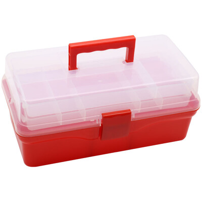 

Forgestar 14-inch Home Handheld Storage Box Orange Three-layer Art Kit Parts Medicine Box G569