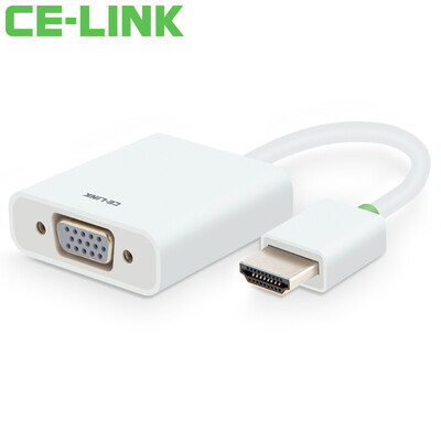 

CE-LINK HDMI to VGA cable adapter HD video converter with audio power supply adapter computer box cable TV monitor projector white 2181