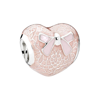 

PANDORA Pandora pink bow heart-shaped 925 silver enamel ornaments 792044ENMX
