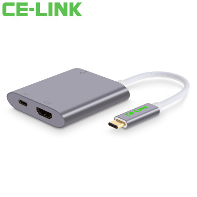 

CE-LINK Тип-C адаптер USB-C к HDMI / USB3.0 конвертер HUB с проекцией телевизора Адаптер алюминиевого сплава адаптера Mac перезаряжаемый серый серый 1659