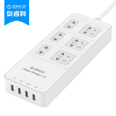 

ORICO TPC-6A4U GB 6-bit socket plug-in plug-in board terminal board Smart 4-port USB phone flat panel charging plug 15-meter white