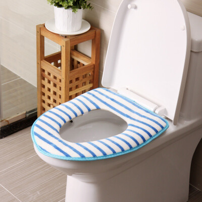 

【Jingdong Supermarket】 Ou Runzhe toilet pad flange flannel striped warm toilet toilet seat pad 4 color suit