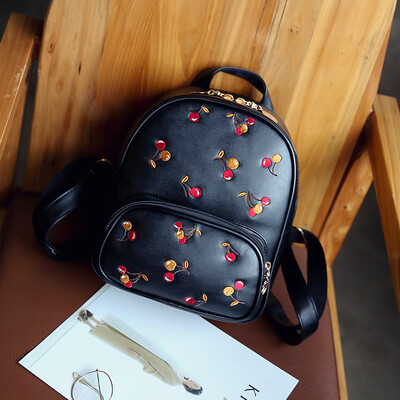 

Women Cartoon Fruit Printing Backpacks Small PU Leather Designer High Quality School Bags For Teenagers Shoulder Bag Backpack