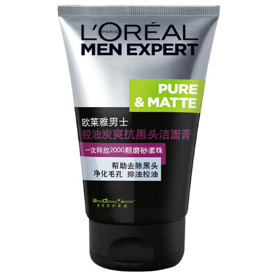 

L'Oreal (LOREAL) Мужчины Нефть управления Cleanser углерода прохладный двойной эффект 100мл (умывания мужской термоусадочная поры)