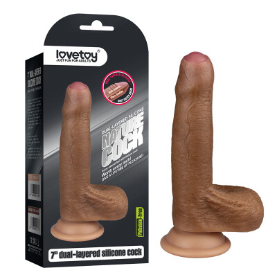 

lovetoy 7 "двойной слой силикона дилдо необрезанных 18cm.Φ3.6cm LV4006