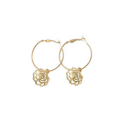 

Yoursfs@ High-Quality Gold Plate Austrian Crystal Earring Hollow Rose Flower Earring Fashion Earrings for women