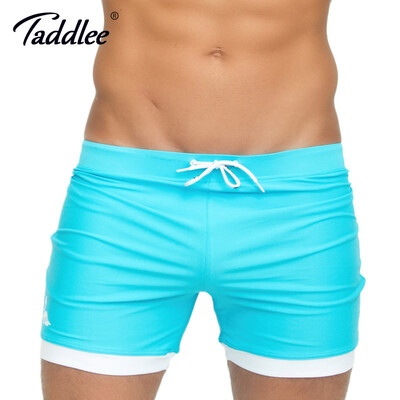 

Taddlee Brand Mens Swimwear Swimsuits Swim Boxer Trunks Long Solid Color Black Board Surf Shorts Big Size XXL Traditional Trunk