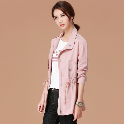 

City plus CITYPLUS 2017 autumn new women loose loose jacket casual solid color coat coat windbreaker CWWT178258 pink XL