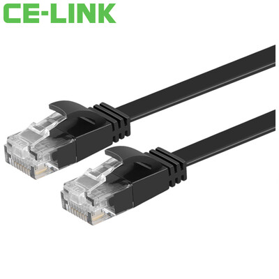 

CE-LINK 3095 плоский шестижильный кабель с витой парой / 1 метр CAT6 UTP бескислородный медный кабель плоские линии перемычки компьютеров Категория 6 сетевой кабель черный