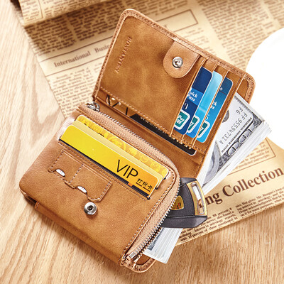 

BOSTANTEN mens wallet first layer cowhide multi-card vertical wallet mens multi-function short wallet B3172102 apricot yellow