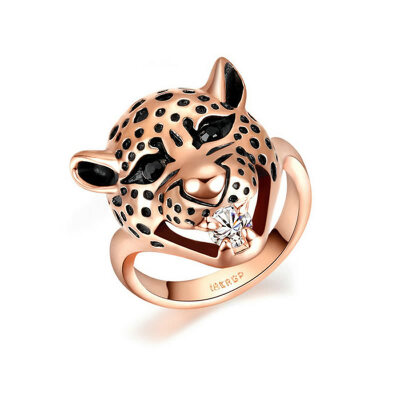 

Yoursfs@ Rings Gold-Tone Leopard Head Fashion austrian crystal 18 K Rose Gold Plated Use Austria Elements Crystal Charm Party Ri