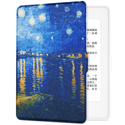 

Pottery fit Kindle 958 version of the protective cover / shell Kindle Paperwhite 1/2/3 electric paper book sleeping leather white - Van Gogh Star