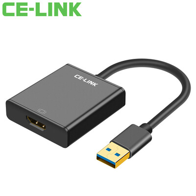 

CE-LINK USB30 to HDMI converter external graphics comes with memory compatible USB20 computer connection HD TV projection aluminum alloy shell 15cm black 1919