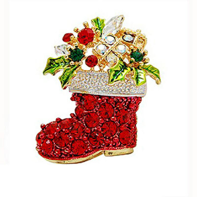 

Yoursfs@ Christmas Gifts Nice Red Shoe Boot Brooches Pins for Women Full Rhinestones Christmas Brooches for the New Year