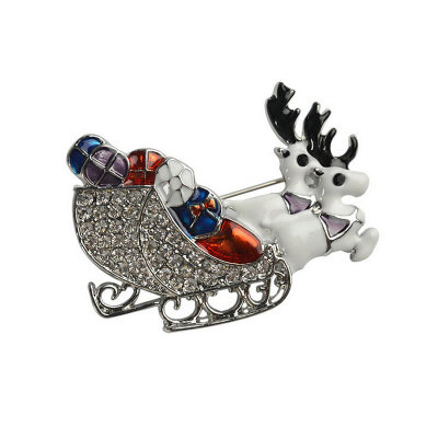 

Yoursfs@ Fashion Christmas Phoenix Sleigh Brooch Cute Alloy Rhinestone Corsage Sweater Pins Elk Shaped