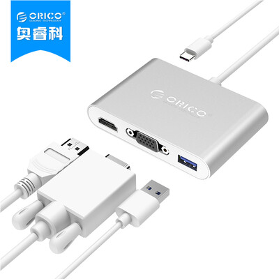 

ORICO RCHV USB30 splitter support Type-c to HDMI VGA hub MACBOOK all-aluminum high-definition conversion extension accessories silver