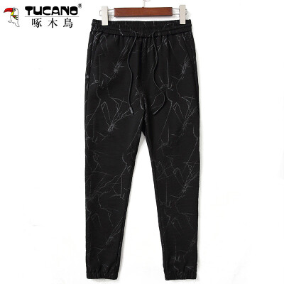 

Woodpecker TUCANO Casual Pants Men's Pants Pants Fashion Korean Slim Pants 17095ZMJT1705 Black L